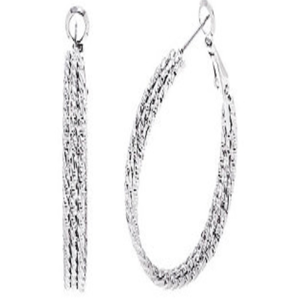 Sparkly silver hoop earrings